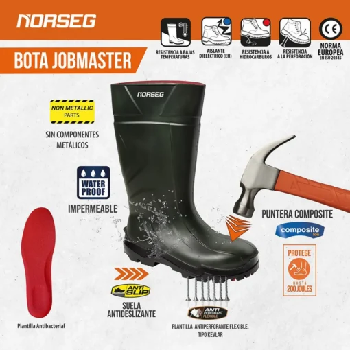 Bota de Seguridad PU Jobmaster Efes Plus S5 SRC Calzado de Seguridad Hombre Mujer Norseg - Imagen 5