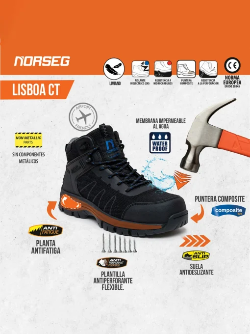 Zapato de Seguridad LISBOA CT Calzado de Seguridad Hombre Mujer Norseg - Imagen 2